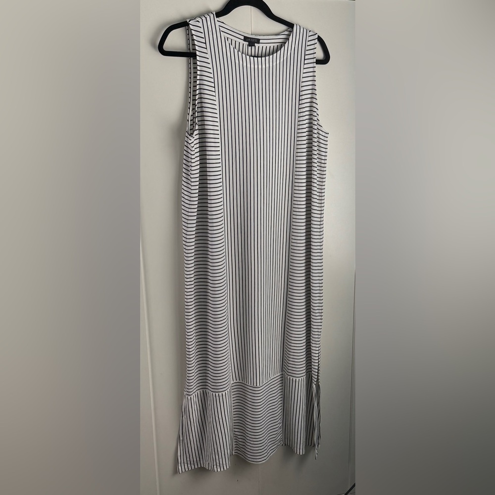 J.Jill Wearever Pleat Stripe Sleeveless Stretch Maxi Dress Sz LP